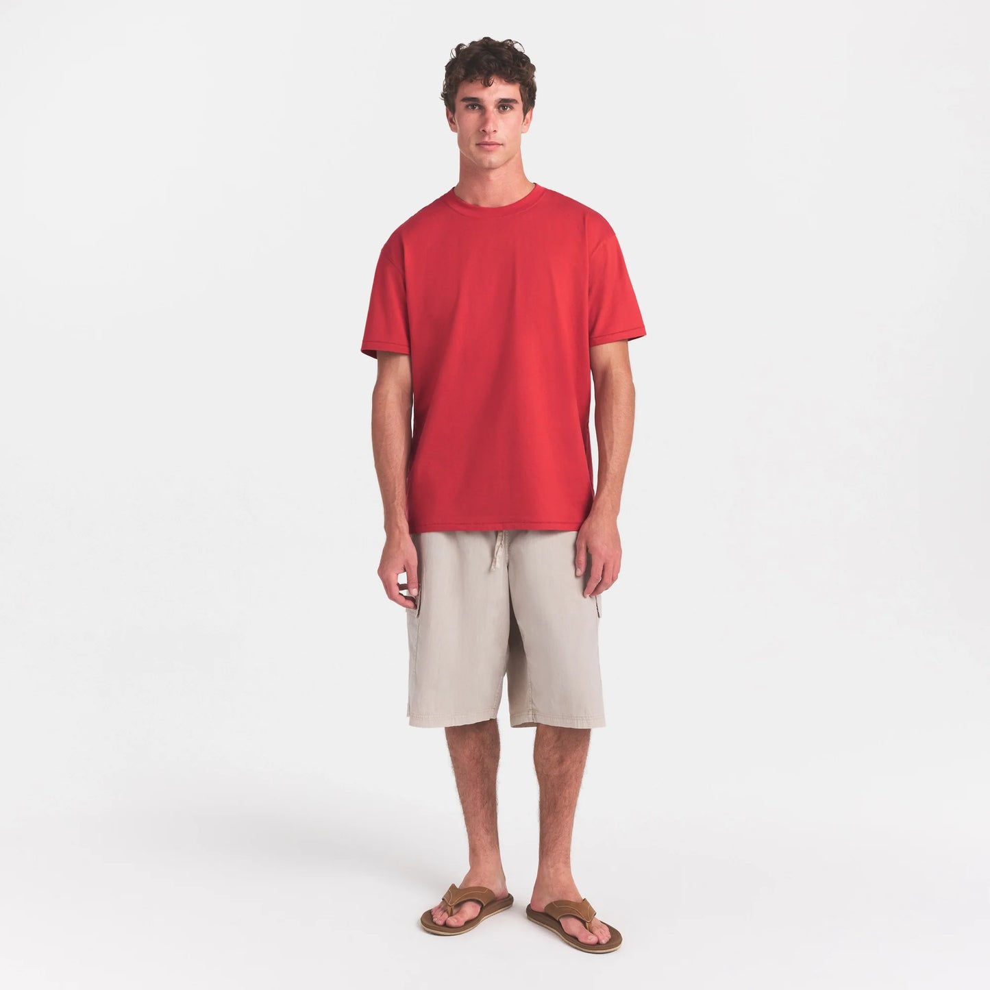 HEAVYWEIGHT COTTON MENS RELAXED T-SHIRT | WASHED RED