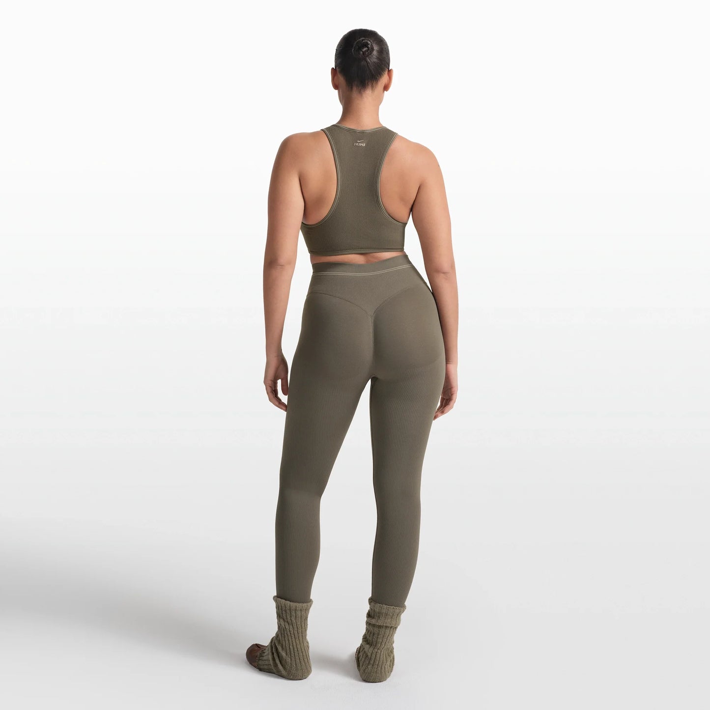 NikeSKIMS RIBBED SEAMLESS 26" LEGGING | DUSTY OAKMOSS