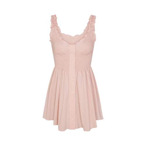 POPLIN APPAREL MINI SMOCKED DRESS | DUSTY PINK