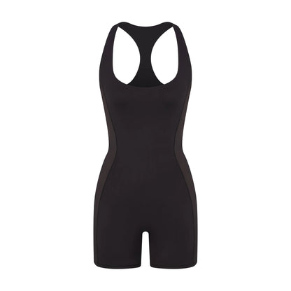 NikeSKIMS MATTE SHINE MIX RACERBACK 5" ONE PIECE | OBSIDIAN AND IGNEOUS