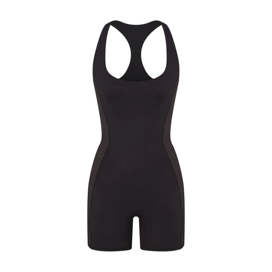 NikeSKIMS MATTE SHINE MIX RACERBACK 5" ONE PIECE | OBSIDIAN AND IGNEOUS