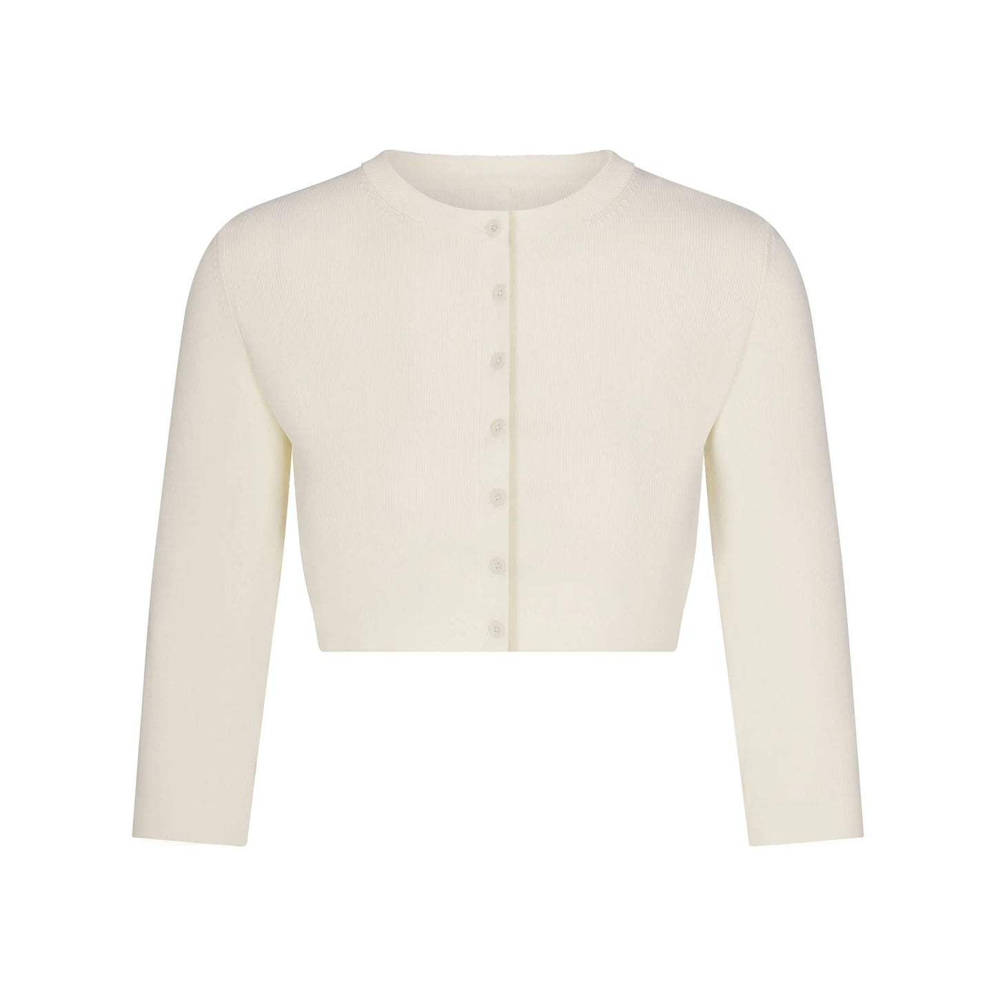 REFINED KNIT CROPPED CARDIGAN | EGRET