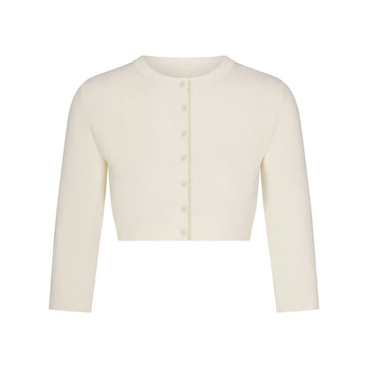 REFINED KNIT CROPPED CARDIGAN | EGRET