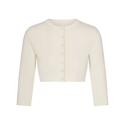 REFINED KNIT CROPPED CARDIGAN | EGRET