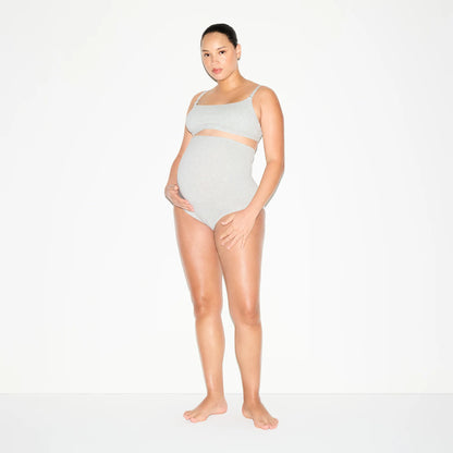 COTTON JERSEY MATERNITY NURSING SCOOP BRALETTE 2-PACK | LIGHT HEATHER GREY