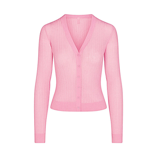 SHEER KNIT CARDIGAN | PEONY