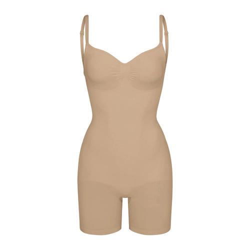 SEAMLESS SCULPT LOW BACK MID THIGH BODYSUIT | CLAY