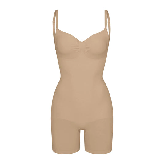 SEAMLESS SCULPT LOW BACK MID THIGH BODYSUIT | CLAY