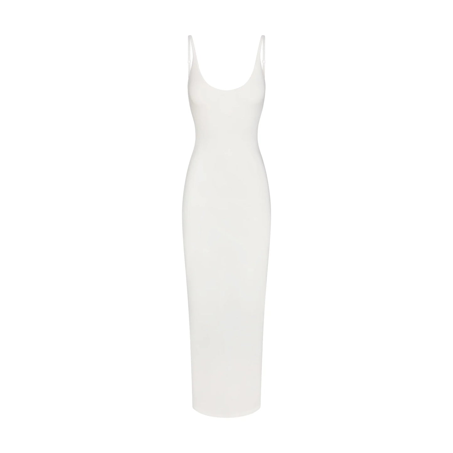 SMOOTH LAYERS SCOOP NECK LONG DRESS | EGRET