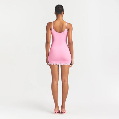 FITS EVERYBODY LACE SLIP DRESS | BUBBLE GUM TONAL