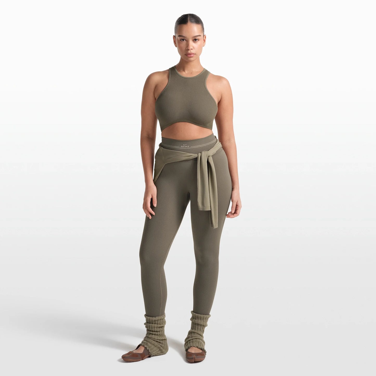 NikeSKIMS RIBBED SEAMLESS 26" LEGGING | DUSTY OAKMOSS