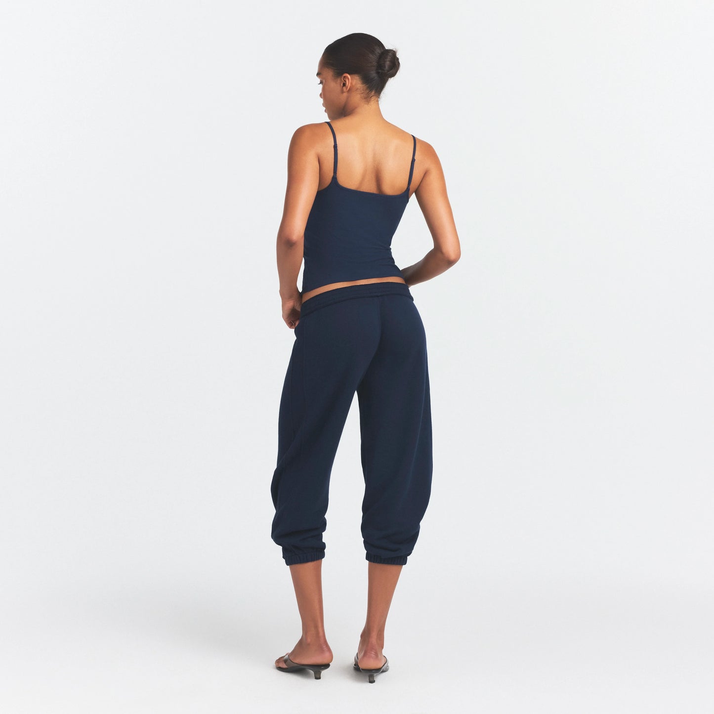 DRAPEY FRENCH TERRY CROPPED JOGGER | NAVY