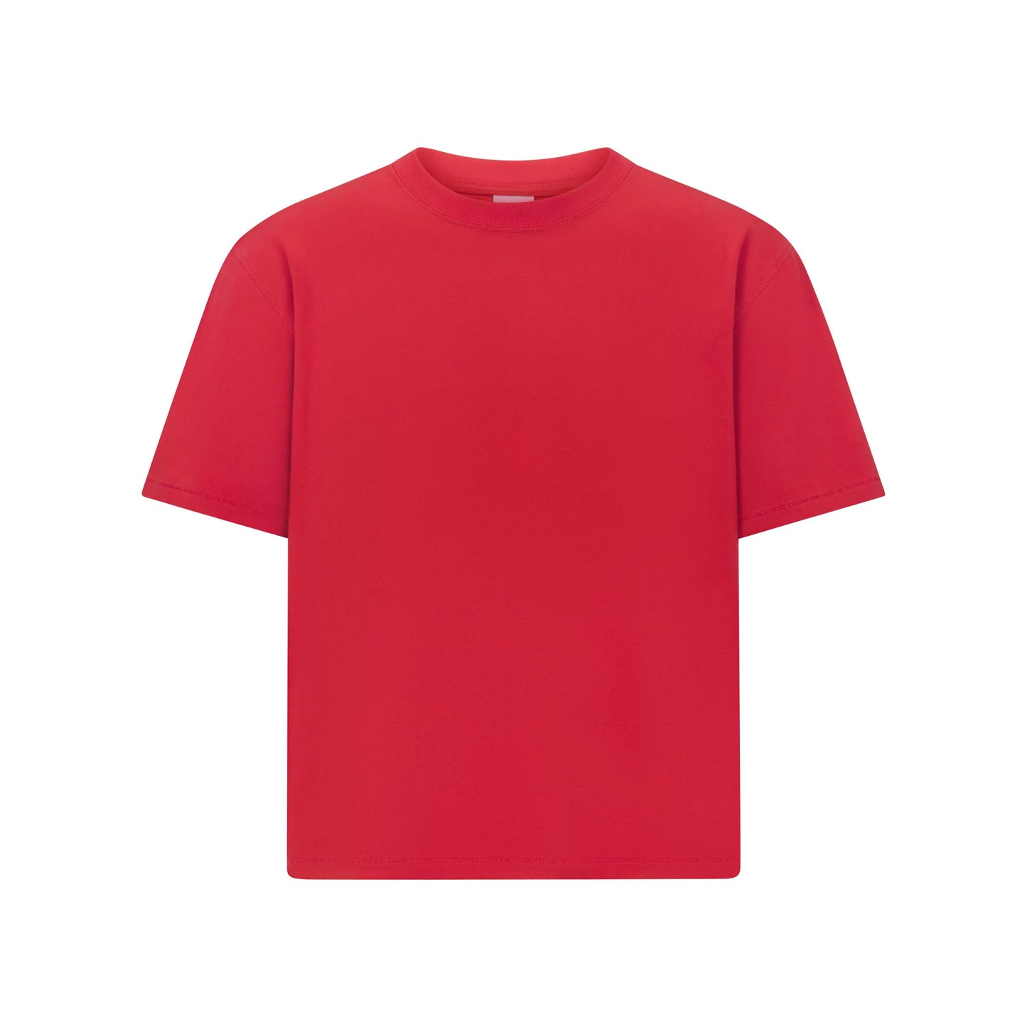 HEAVYWEIGHT COTTON MENS RELAXED CROPPED CREWNECK | WASHED RED