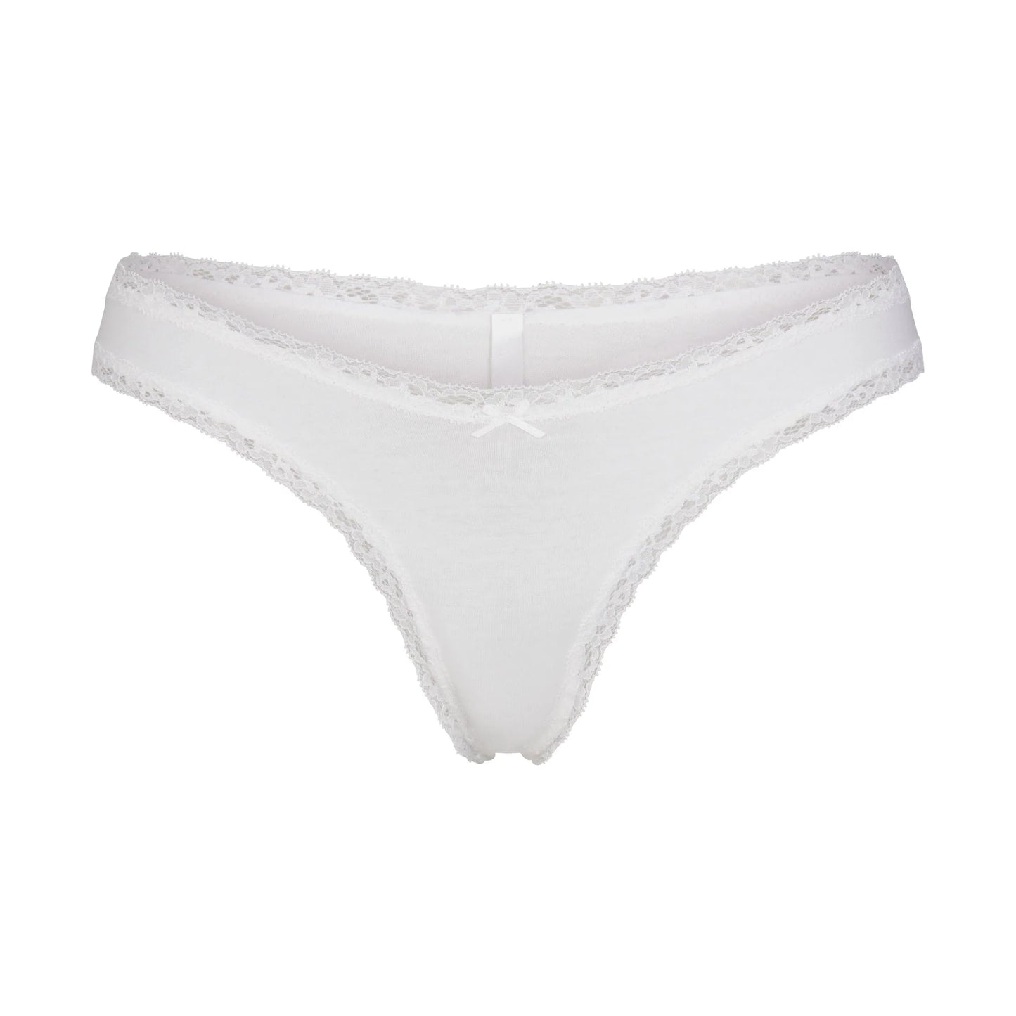 LIGHTWEIGHT COTTON LACE THONG | SNOW