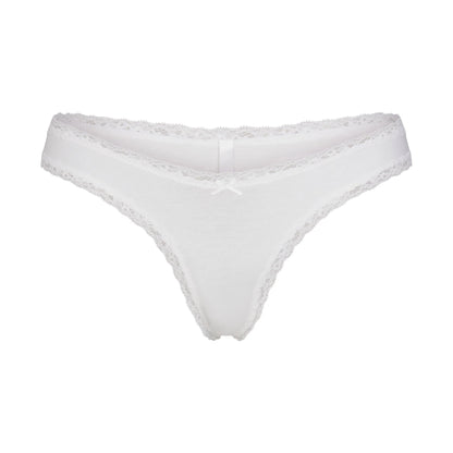 LIGHTWEIGHT COTTON LACE THONG | SNOW