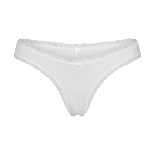 LIGHTWEIGHT COTTON LACE THONG | SNOW