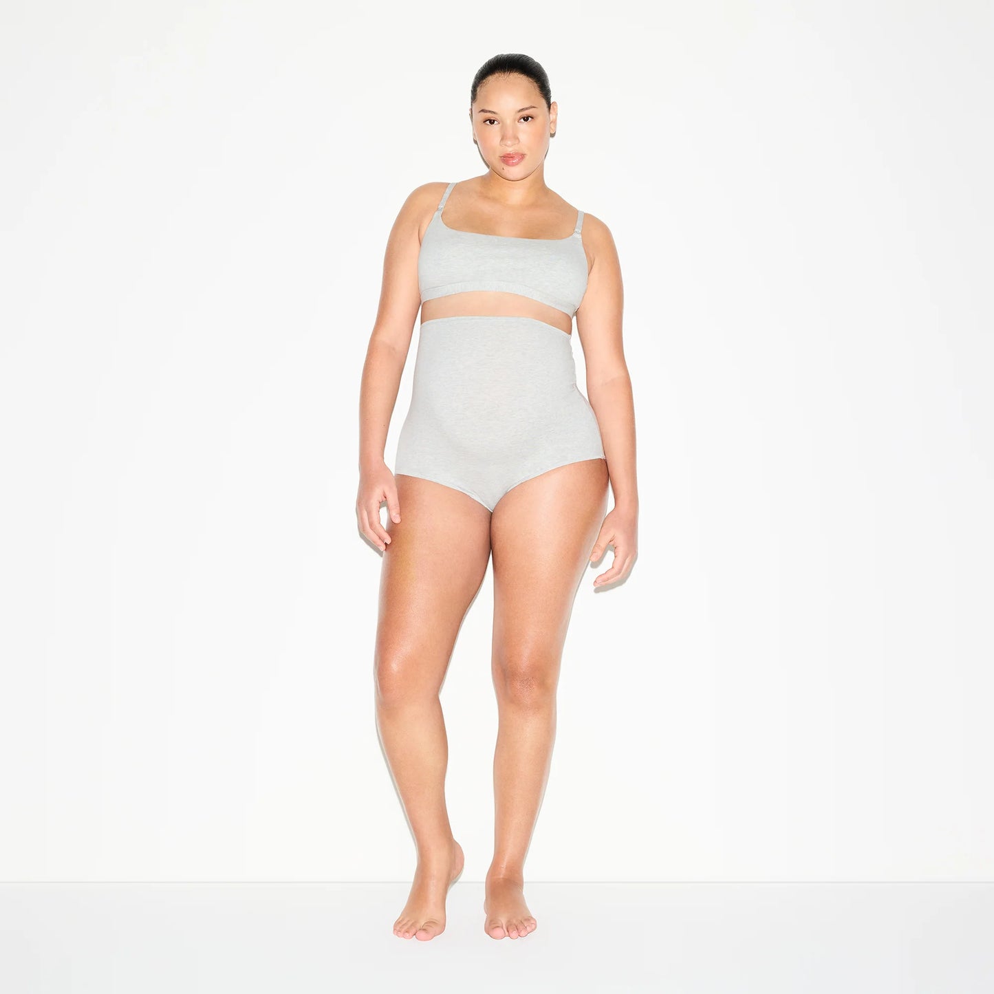 COTTON JERSEY MATERNITY NURSING SCOOP BRALETTE 2-PACK | LIGHT HEATHER GREY