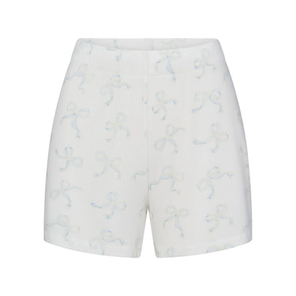 SOFT LOUNGE SHORT SLEEP SET | IVORY PEARL BOWS PRINT