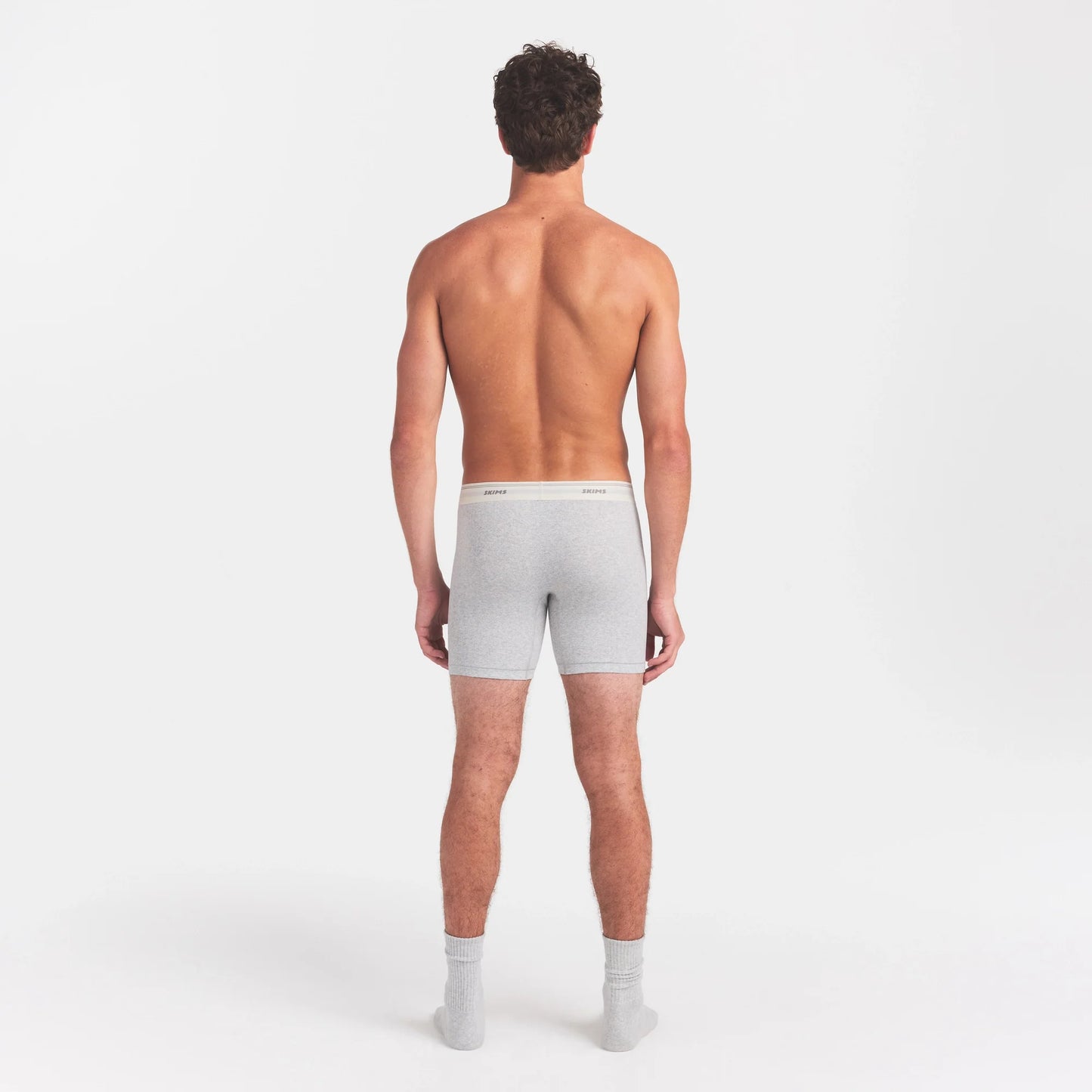 SKIMS COTTON RIB MENS 5" BOXER BRIEF | LIGHT HEATHER GREY