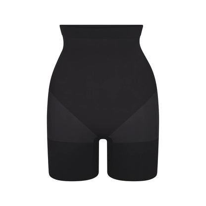 SHEER SEAMLESS HIGH-WAISTED MID THIGH SHORT | ONYX