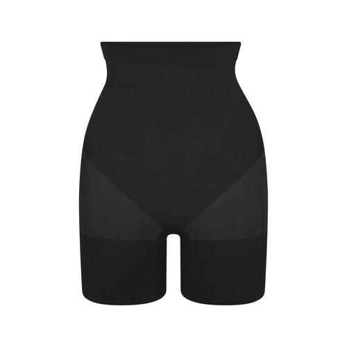 SHEER SEAMLESS HIGH-WAISTED MID THIGH SHORT | ONYX