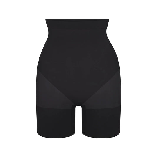 SHEER SEAMLESS HIGH-WAISTED MID THIGH SHORT | ONYX