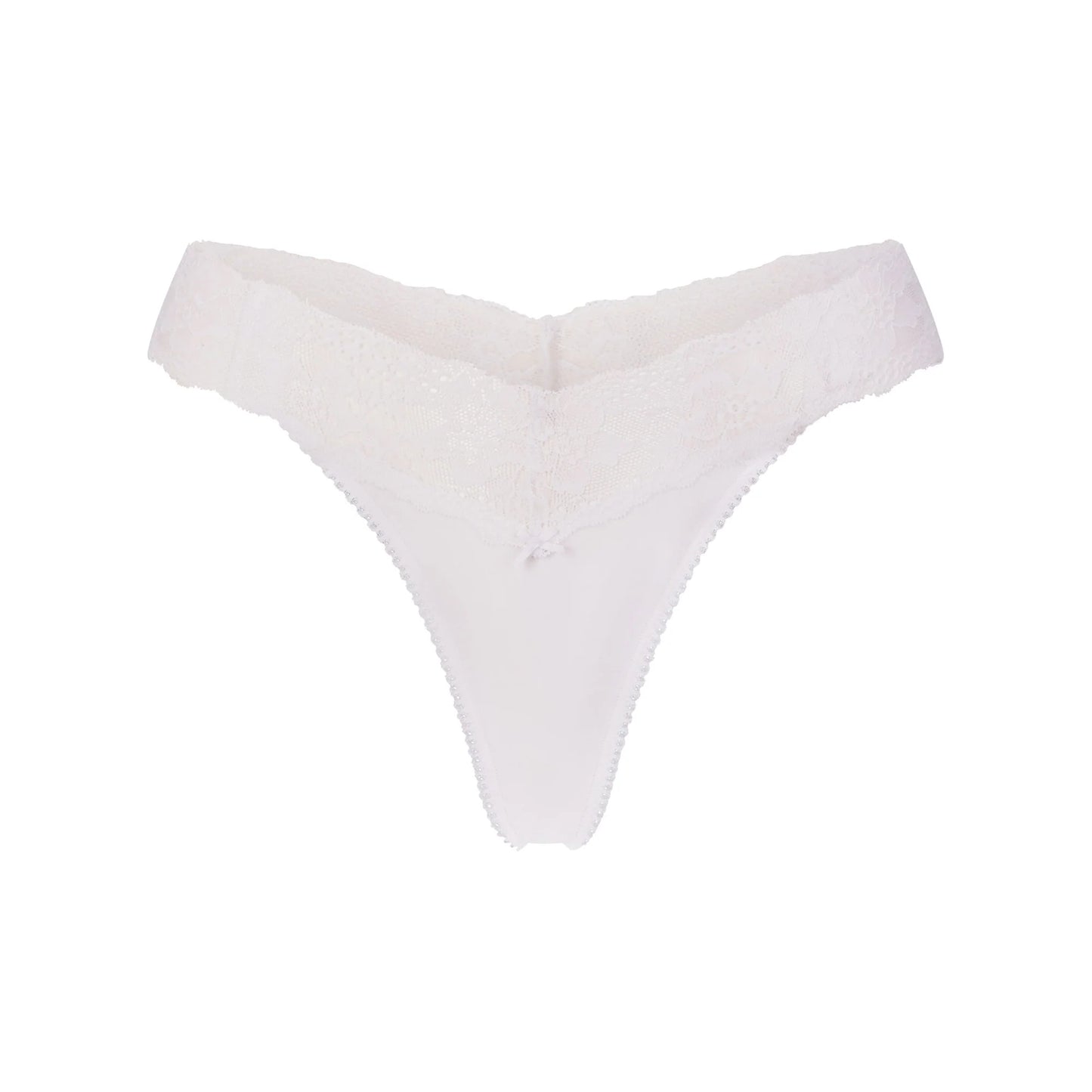 LIGHTWEIGHT COTTON WIDE LACE THONG | SNOW