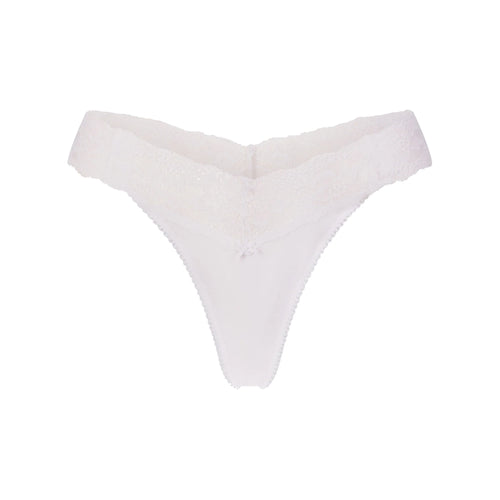 LIGHTWEIGHT COTTON WIDE LACE THONG | SNOW