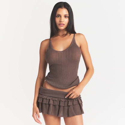 SHEER KNIT PLUNGE TANK | AMETHYST