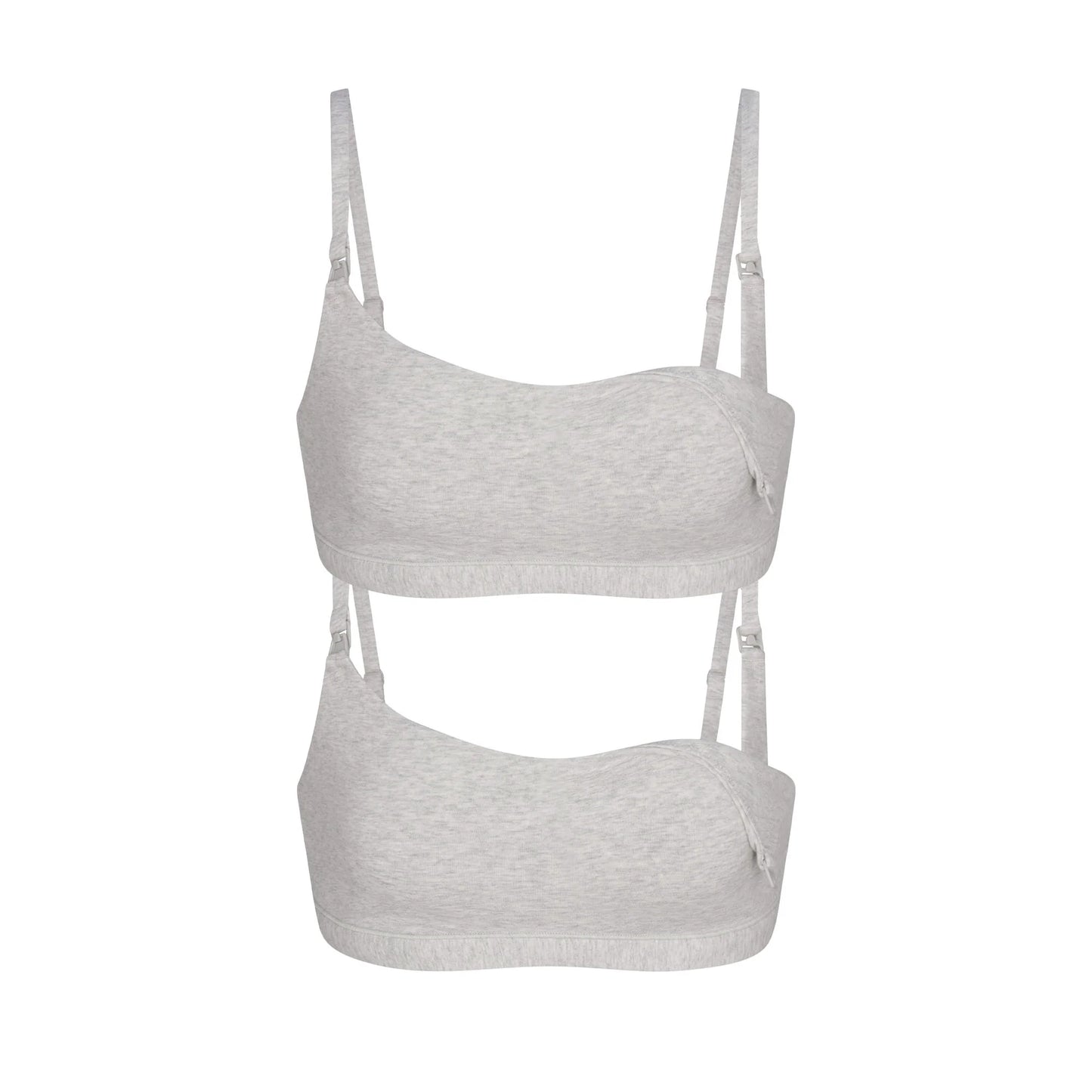 COTTON JERSEY MATERNITY NURSING SCOOP BRALETTE 2-PACK | LIGHT HEATHER GREY