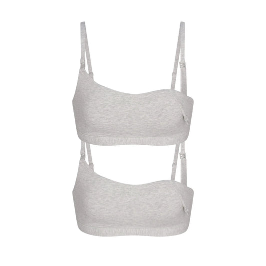 COTTON JERSEY MATERNITY NURSING SCOOP BRALETTE 2-PACK | LIGHT HEATHER GREY