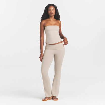 COTTON JERSEY FOLDOVER PANT | STONE