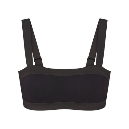 NikeSKIMS MATTE SHINE MIX STRAIGHT NECK BRA | OBSIDIAN AND IGNEOUS
