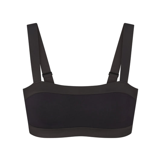 NikeSKIMS MATTE SHINE MIX STRAIGHT NECK BRA | OBSIDIAN AND IGNEOUS