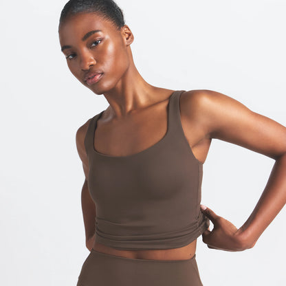 NikeSKIMS MATTE SQUARE NECK TANK | DARK SEPIA