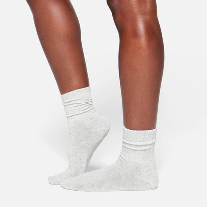 RIBBED CREW SOCK | LIGHT HEATHER GREY