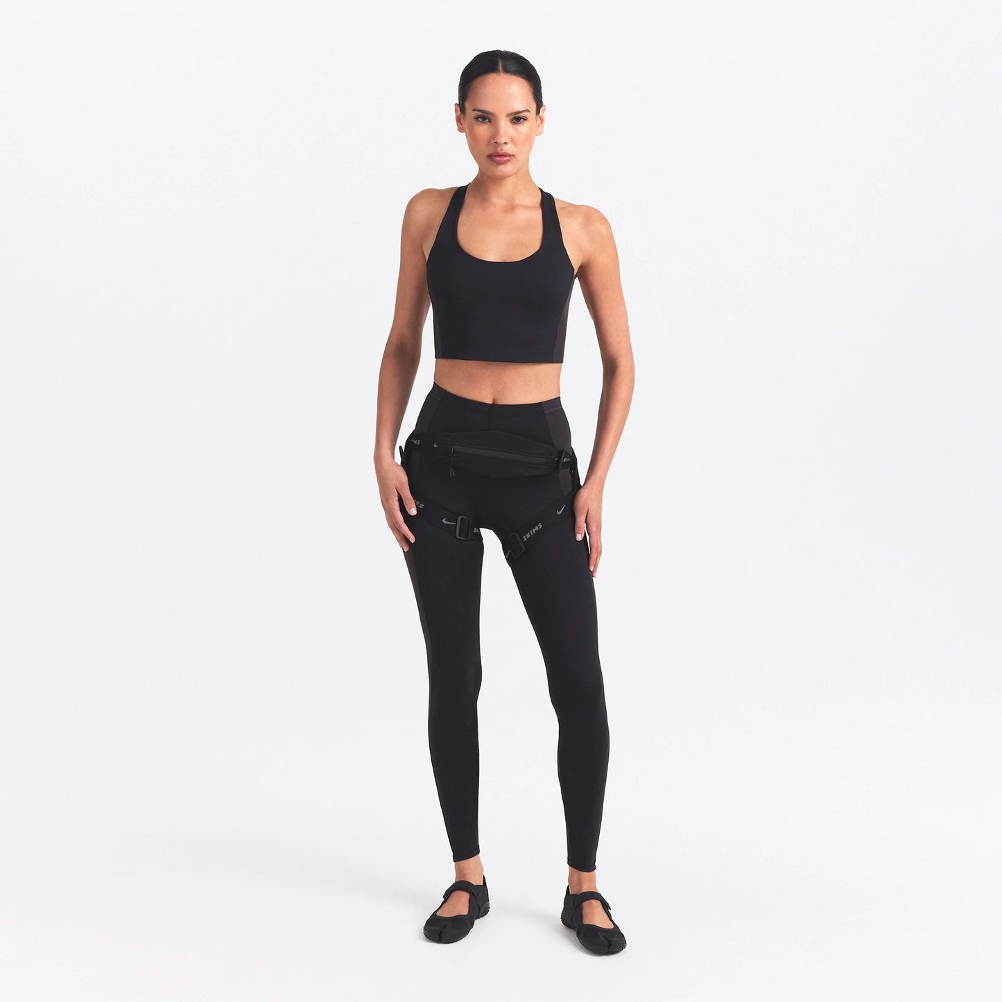 NikeSKIMS MATTE SHINE MIX RACERBACK BRA TOP | OBSIDIAN AND IGNEOUS