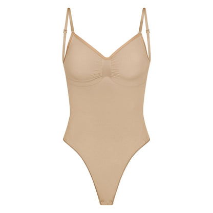 SEAMLESS SCULPT LOW BACK THONG BODYSUIT | CLAY