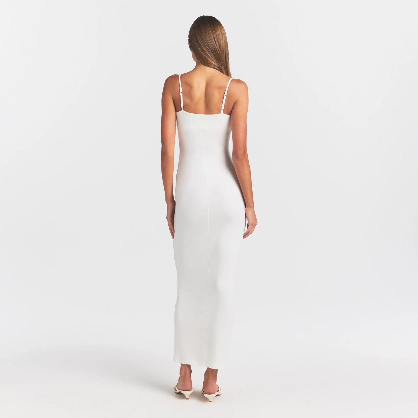 SMOOTH LAYERS SCOOP NECK LONG DRESS | EGRET