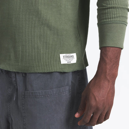 WAFFLE MENS LONG SLEEVE TOP | MILITARY GREEN