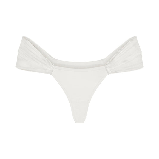 ULTRA FINE MESH DRAPED THONG | IVORY