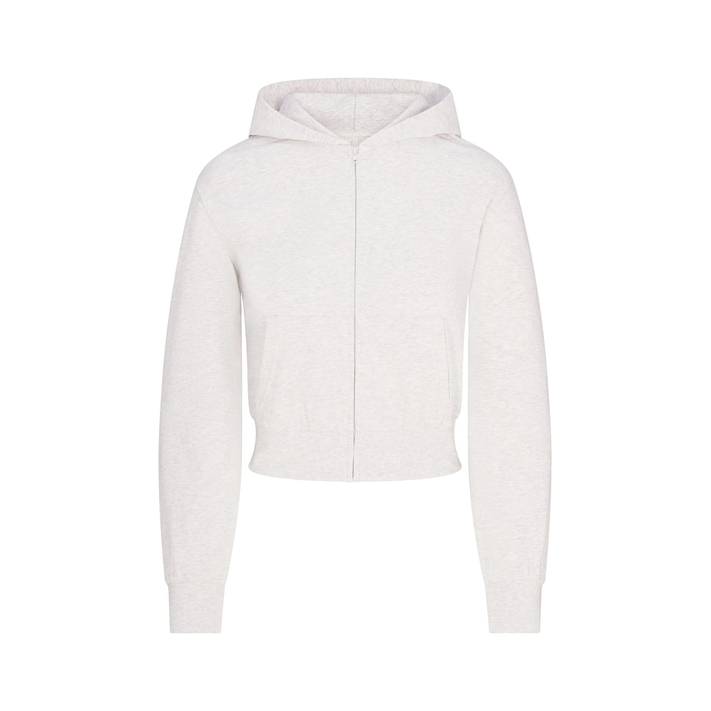 COTTON JERSEY ZIP UP HOODIE | LIGHT HEATHER GREY