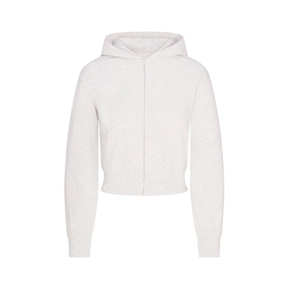 COTTON JERSEY ZIP UP HOODIE | LIGHT HEATHER GREY