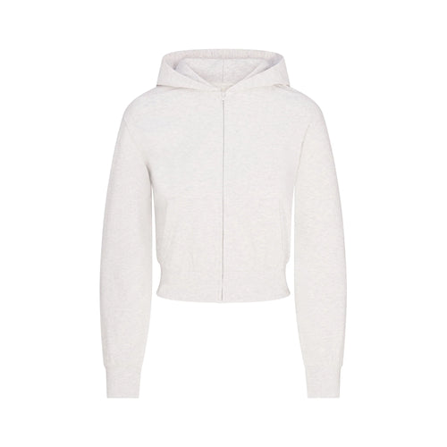 COTTON JERSEY ZIP UP HOODIE | LIGHT HEATHER GREY