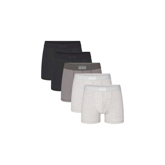SKIMS COTTON MENS 3" BOXER BRIEF 5-PACK | HEATHER MULTI
