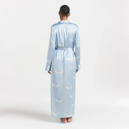 WOVEN SHINE LONG ROBE | AERO WING HEARTS PRINT