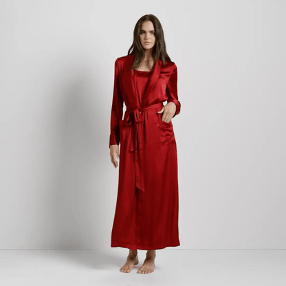 WOVEN SHINE LONG ROBE | BRICK