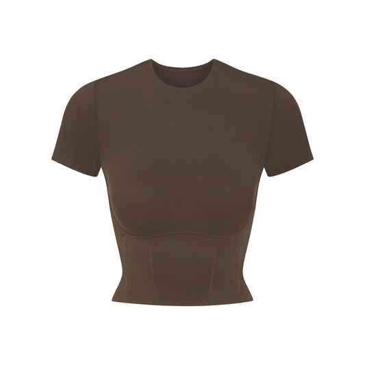 NikeSKIMS MATTE CROPPED CORSET T-SHIRT | DARK SEPIA