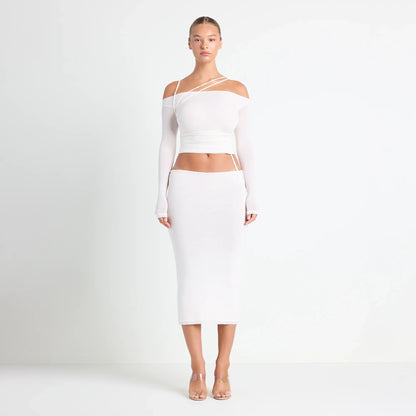 VETTESE X SKIMS SHEER MODAL MIDI SKIRT | ECRU