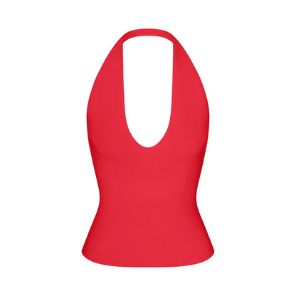 SMOOTH LAYERS HALTER TOP | CARMINE